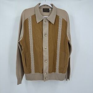 Pendleton Mens Vintage Wool‎ Grandpa Sweater Cardigan Size L Cable Knit FLAW